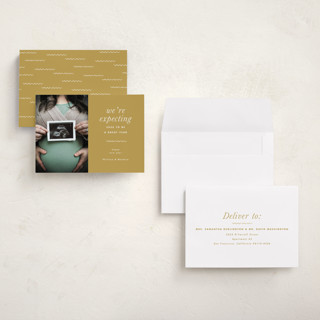 This is a sunshine babys first christmas with standard by Corinne Malesic called expecting printing on recycled smooth signature in grand