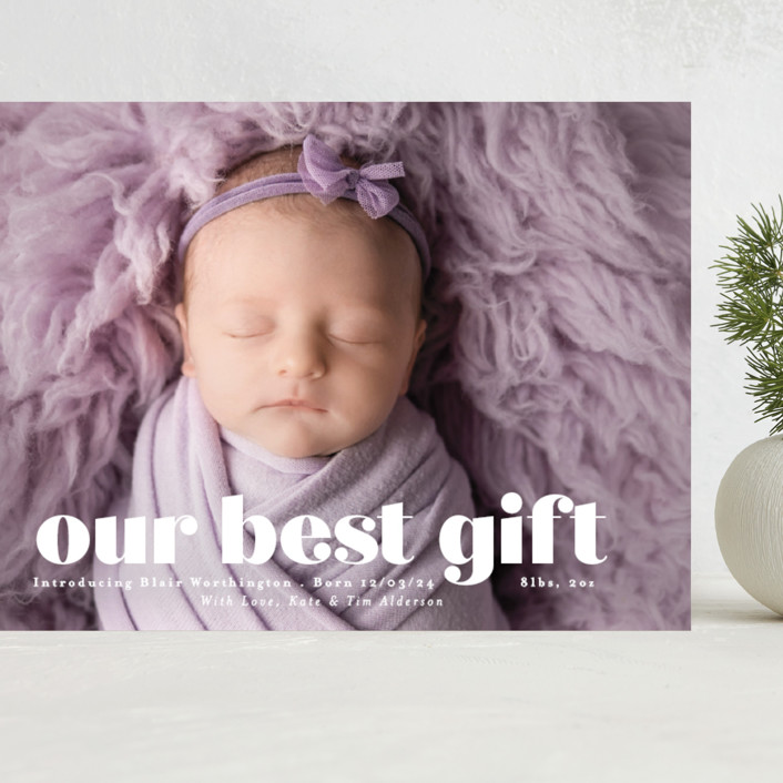 our gift Grand Holiday Birth Announcements by Angela Thompson Minted