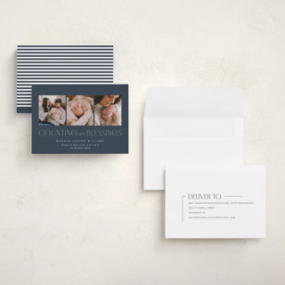 This is a blue spruce babys first christmas with standard by Robert and Stella called counting those blessings printing on recycled smooth signature in grand