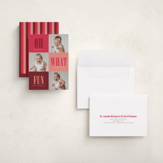 This is a mulled wine babys first christmas with standard by Stacy Maalouf called oh what fun printing on recycled smooth signature in grand