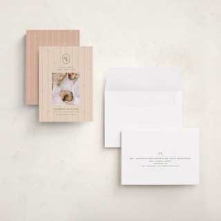 This is a blush babys first christmas with standard by Ellen Schlegelmilch called first christmas monogram printing on recycled smooth signature in grand