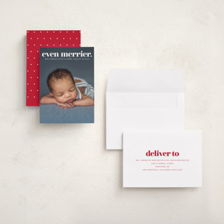 This is a snow babys first christmas with standard by Lori Wemple called even merrier. printing on recycled smooth signature in grand