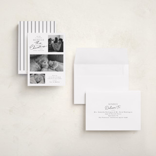 This is a snow babys first christmas with standard by Everett Paper Goods called merrier this year printing on recycled smooth signature in grand