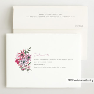 This is a rose foil stamped birth announcements with foil pressed by Morgan Ramberg called blossom baby printing on recycled smooth signature in petite