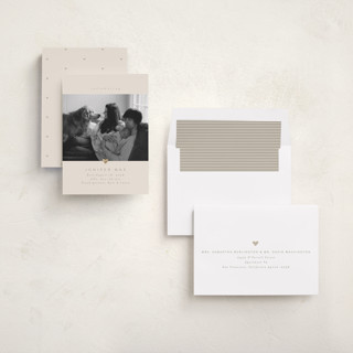 This is a latte foil stamped birth announcements with foil pressed by Carolyn Nicks called love bug printing on recycled smooth signature in standard