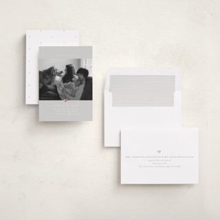 This is a dove foil stamped birth announcements with foil pressed by Carolyn Nicks called love bug printing on recycled smooth signature in standard