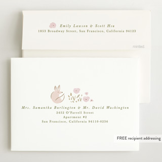 This is a poppy foil stamped birth announcements with foil pressed by Hannah Williams called garden fox printing on recycled smooth signature in standard