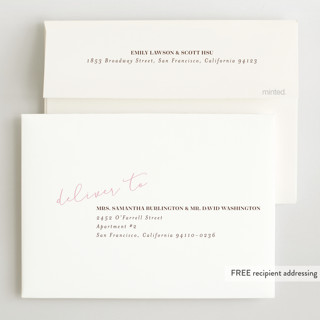 This is a latte foil stamped birth announcements with foil pressed by Shirley Lin Schneider called angled hello printing on recycled smooth signature in standard