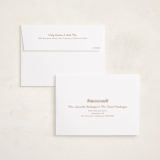 This is a ivory foil stamped birth announcements with foil pressed by Becky Nimoy called scallop watercolor printing on recycled smooth signature in standard