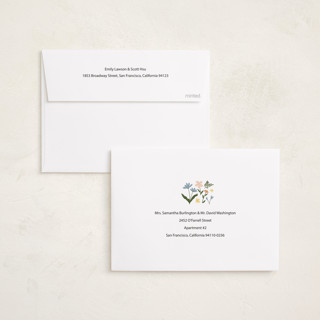 This is a soft linen foil stamped birth announcements with foil pressed by Tasha Meurer called garden lullaby dream printing on recycled smooth signature in standard