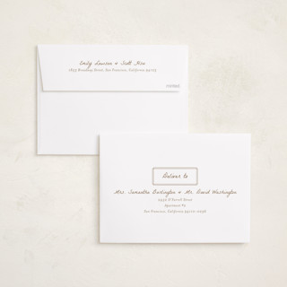 This is a cocoa foil stamped birth announcements with foil pressed by chocomocacino called caufre printing on recycled smooth signature in standard
