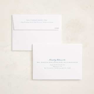 This is a sky foil stamped birth announcements with foil pressed by Tamara Hilje called tiny gild printing on recycled smooth signature in standard