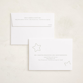 This is a mint foil stamped birth announcements with foil pressed by Iveta Angelova called cute stars printing on recycled smooth signature in standard