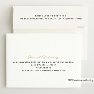 This is a cloud foil stamped birth announcements with foil pressed by Maria Alou called welcome banner printing on recycled smooth signature in standard