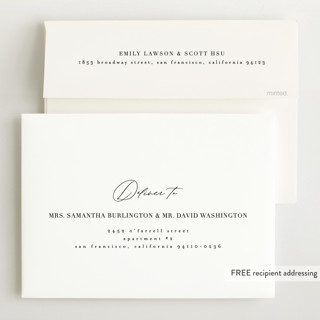 This is a white linen grand birth announcements with standard by Erica Krystek called sweet simplicity printing on recycled smooth signature in grand