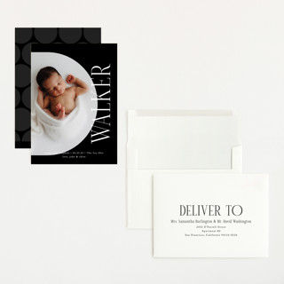 This is a iron grand birth announcements with standard by Brianne Larsen called round printing on recycled smooth signature in grand