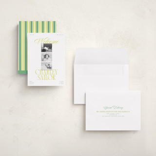This is a citrus grand birth announcements with standard by Ashlee Townsend called little lemon printing on recycled smooth signature in grand