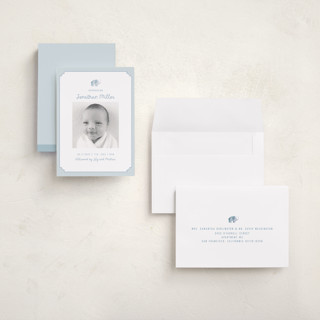 This is a sky grand birth announcements with standard by Teju Reval called sweet elephant printing on recycled smooth signature in grand