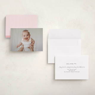 This is a marshmallow grand birth announcements with standard by Benita Crandall called handdrawn style printing on recycled smooth signature in grand