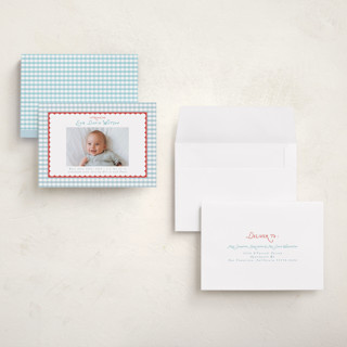 This is a picnic grand birth announcements with standard by Christy Hy Lee called playful pattern printing on recycled smooth signature in grand
