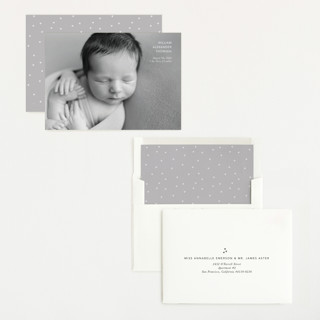 This is a cloud grand birth announcements with standard by Kristin Oliversen called simple details printing on recycled smooth signature in grand