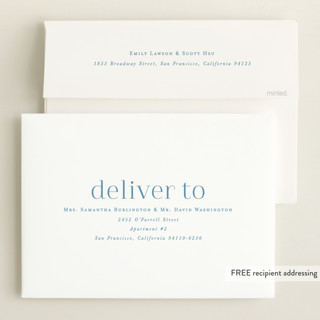 This is a sky blue grand birth announcements with standard by Hooray Creative called meet charley printing on recycled smooth signature in grand