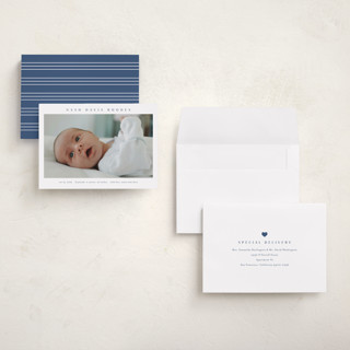 This is a cobalt grand birth announcements with standard by Stacey Meacham called simple name printing on recycled smooth signature in grand
