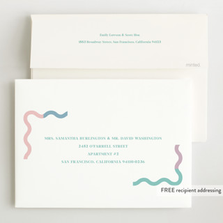 This is a cream grand birth announcements with standard by Baumbirdy called wavy pastel frame printing on signature in grand