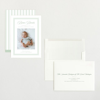 This is a sweet pea grand birth announcements with standard by Alston Foster called little darling printing on recycled smooth signature in grand