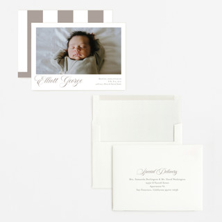 This is a fawn grand birth announcements with standard by Megan Davis called hollis printing on recycled smooth signature in grand