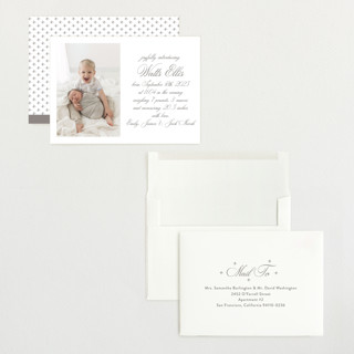This is a fawn grand birth announcements with standard by Megan Davis called walden printing on recycled smooth signature in grand