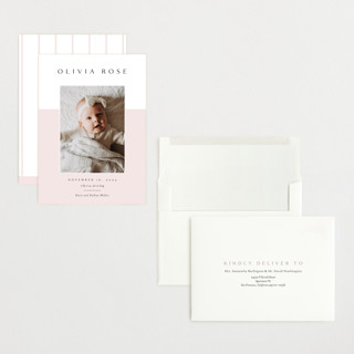 This is a peony grand birth announcements with standard by Kasia Labocki called cherished printing on recycled smooth signature in grand