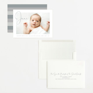 This is a storm grand birth announcements with standard by Olivia Raufman called chic introduction printing on recycled smooth signature in grand
