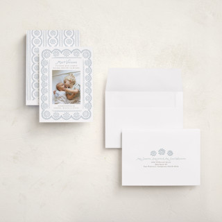 This is a cloud grand birth announcements with standard by Laura Hankins called handdrawn eyelet printing on recycled smooth signature in grand