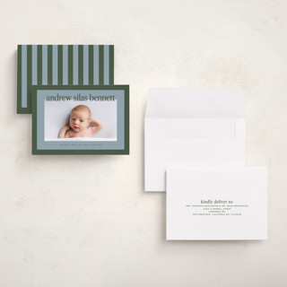 This is a fern grand birth announcements with standard by Kelly Watkins called classic color printing on recycled smooth signature in grand