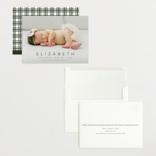 This is a avocado grand birth announcements with standard by Juneau Designs called sweet love printing on recycled smooth signature in grand