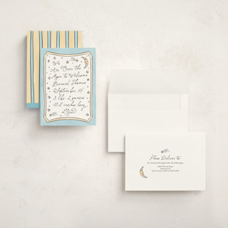 This is a sky grand birth announcements with standard by Ashlee Townsend called over the moon and back printing on signature in grand