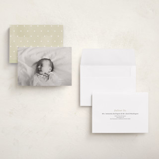 This is a linen grand birth announcements with standard by Ani Somi called sabine printing on recycled smooth signature in grand