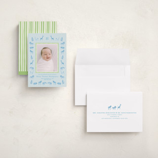 This is a sky grand birth announcements with standard by Jill Delavan called safari parade printing on recycled smooth signature in grand