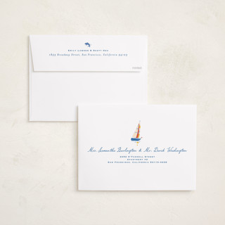 This is a maritime grand birth announcements with standard by Corinne Malesic called little sail boat printing on recycled smooth signature in grand