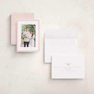 This is a blush grand birth announcements with standard by Claudia Orengo called preppy fabric printing on recycled smooth signature in grand