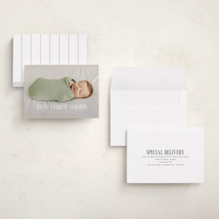 This is a cloud grand birth announcements with standard by Owl and Toad called simply stated printing on recycled smooth signature in grand