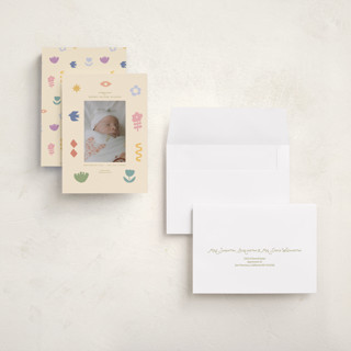 This is a confetti grand birth announcements with standard by Rina Ozum called scandi folk printing on recycled smooth signature in grand