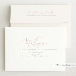 This is a blush grand birth announcements with standard by Sarah Brown called namely printing on recycled smooth signature in grand