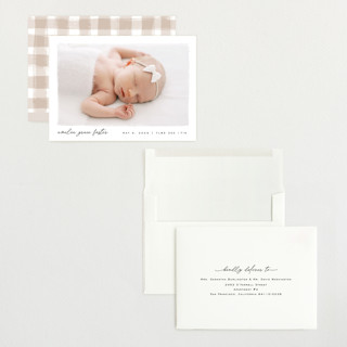 This is a snow grand birth announcements with standard by Pixel and Hank called edgy printing on recycled smooth signature in grand
