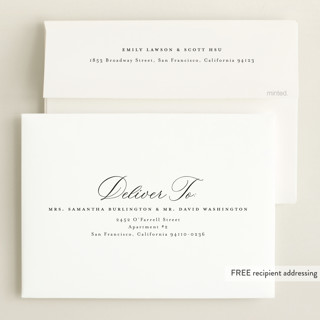 This is a noir grand birth announcements with standard by Ashlee Townsend called enchanted love printing on recycled smooth signature in grand