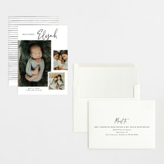 This is a coal grand birth announcements with standard by Carolyn Nicks called written out printing on recycled smooth signature in grand