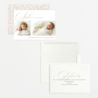 This is a oat grand birth announcements with standard by Pixel and Hank called classic twist printing on recycled smooth signature in grand