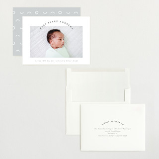 This is a penguin grand birth announcements with standard by Carolyn MacLaren called arc name printing on recycled smooth signature in grand