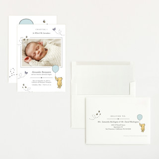 This is a cloud grand birth announcements with standard by Heather Schertzer called disney sweetest adventure printing on recycled smooth signature in grand